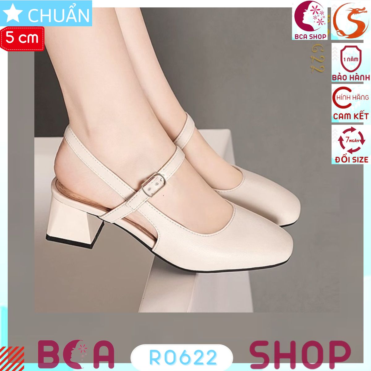 Giày công sở nữ 5p RO622 ROSATA tại BCASHOP mũi vuông, quai sau thanh lịch và sang trọng , tôn chân tôn luôn đẳng cấp ạ