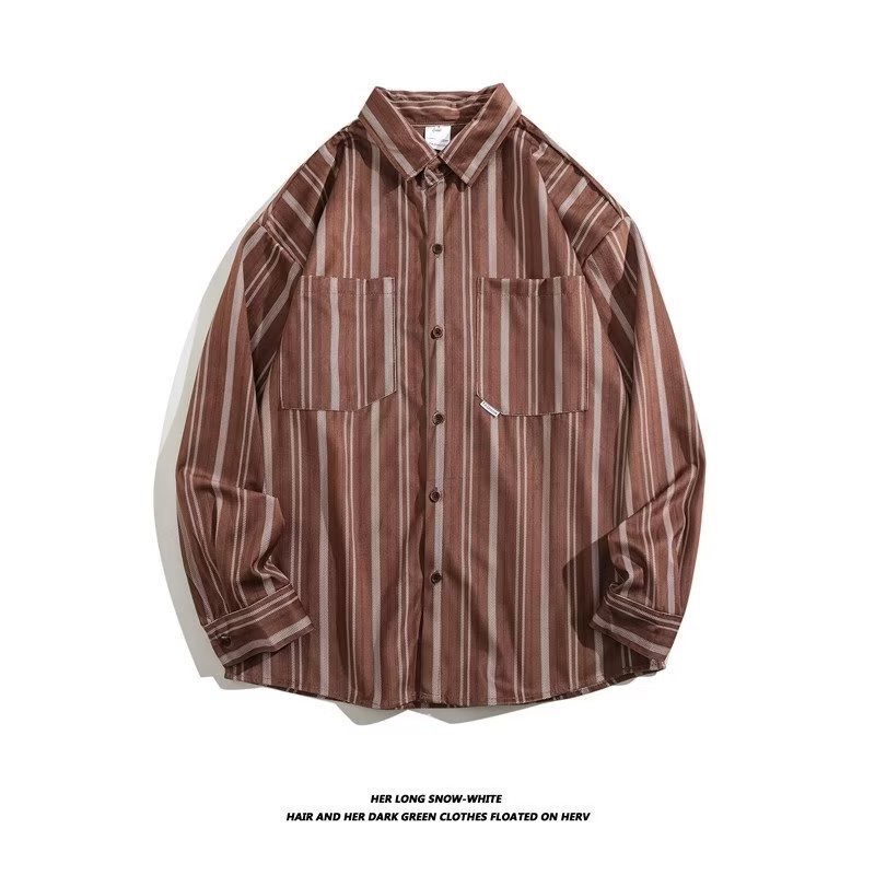 Áo sơ mi khoác ngoài form rộng unisex - Áo sơ mi nam nữ oversize sọc số 22