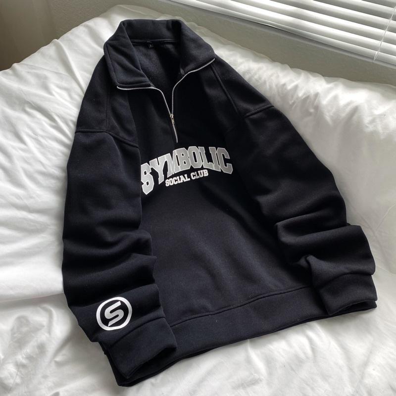 Áo sweater nỉ SYMBOL unisex Homies cổ trụ có khoá zip