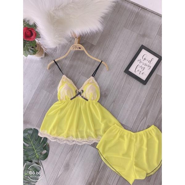 Đồ ngủ sexy nữ, đồ ngủ 2 dây có mút ngực phối ren gợi cảm mát mẻ- Phuongalice shop