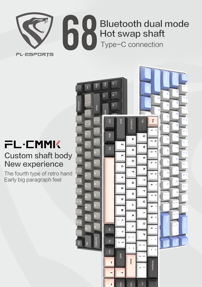 Bàn phím cơ FL-Esports F12 RGB White and Grey/Cool Mint/White and Black/Black Ovilian - Hàng chính hãng