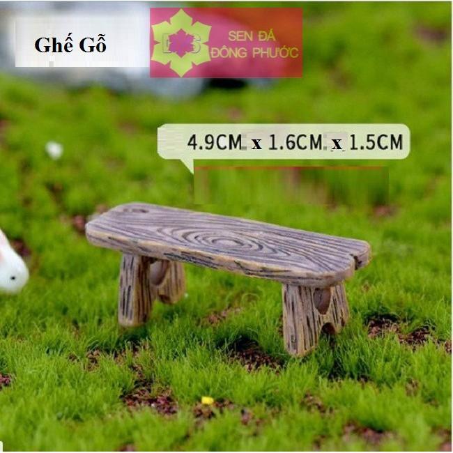 (HOT) - Ghế dài giả gỗ 5cm - Phụ kiện tiểu cảnh trồng sen đá, xương rồng, cây phong thuỷ