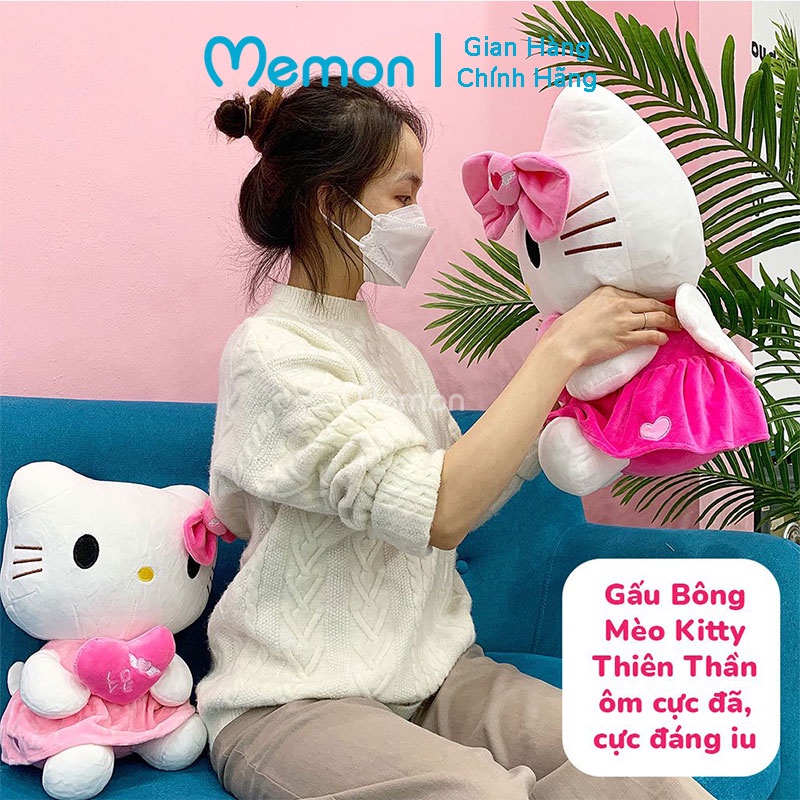 Gấu Bông Mèo Kitty Thiên Thần Cao Cấp Memon, Mèo Kitty Bông Cho Bé Gái