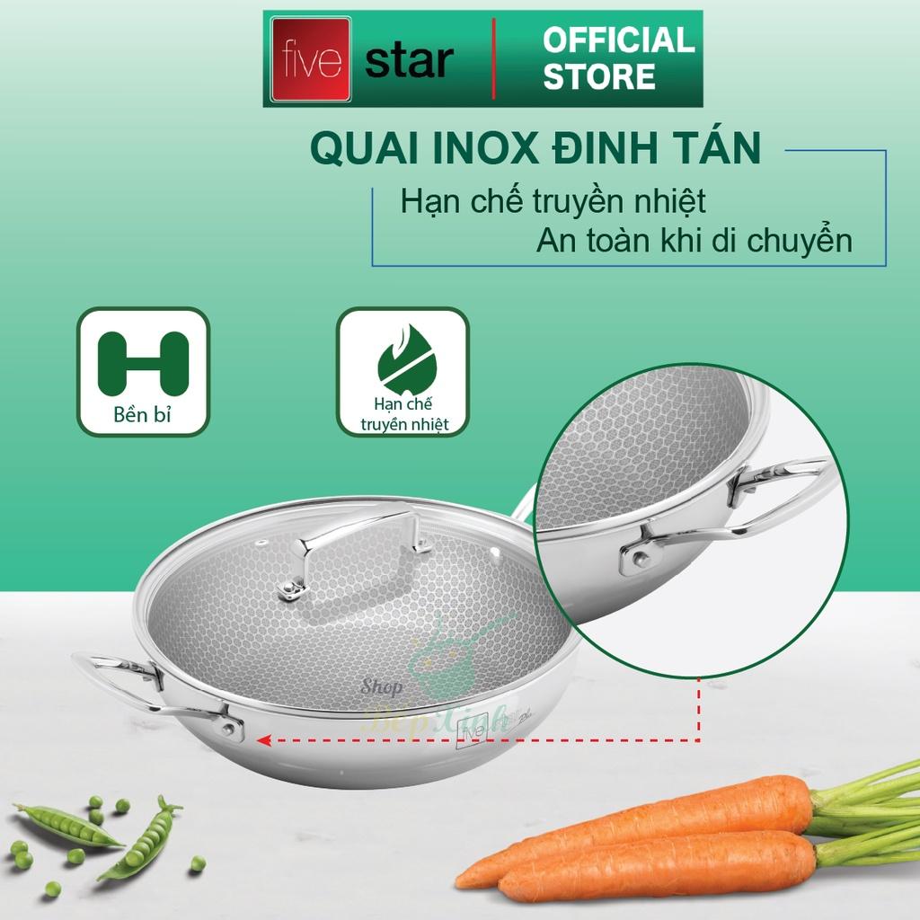 Chảo tổ ong sâu lòng 2 quai Blackcube FiveStar Plush 3 lớp đáy liền inox 304 , tặng 1 sạn inox