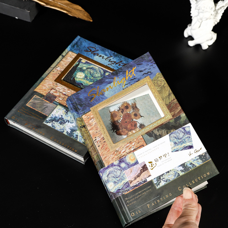 Sổ tay ghi chép - sổ nhật kí bìa cứng ánh kim phong cách hội họa van gough - claude monet