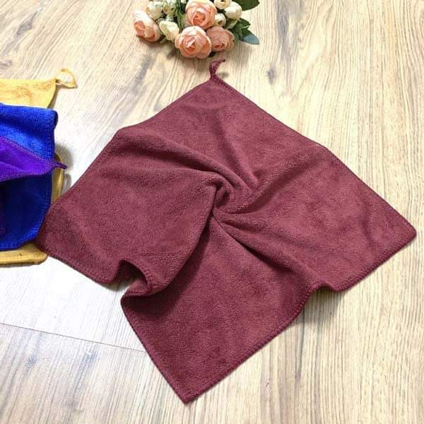 Bộ 10 khăn vệ sinh đa năng, lau tay, lau chùi có móc treo KT 30x30cm (Giao nhiều màu)