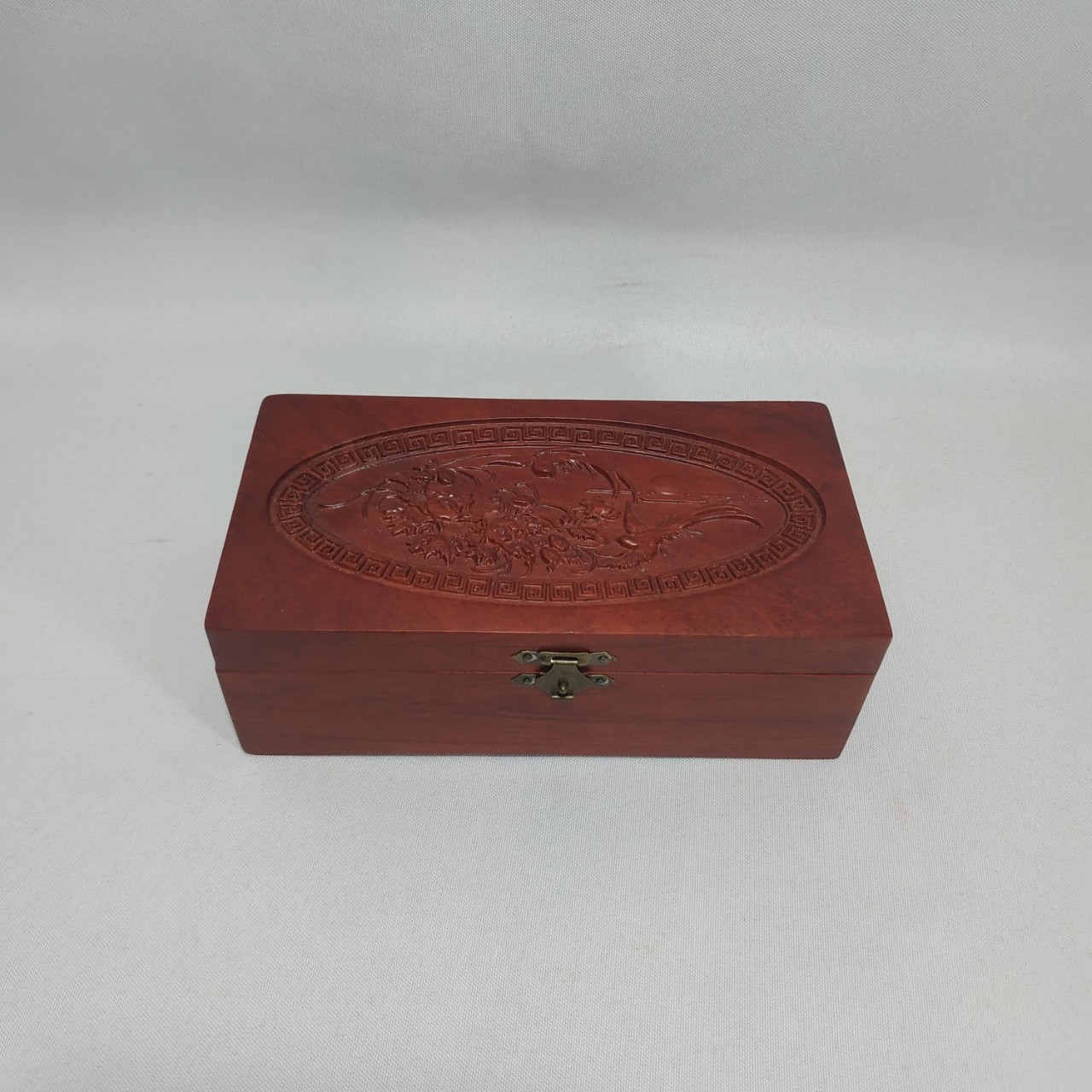 Hộp đựng con dấu - hộp đựng trang sức chạm chim phượng bằng gỗ hương - size vừa