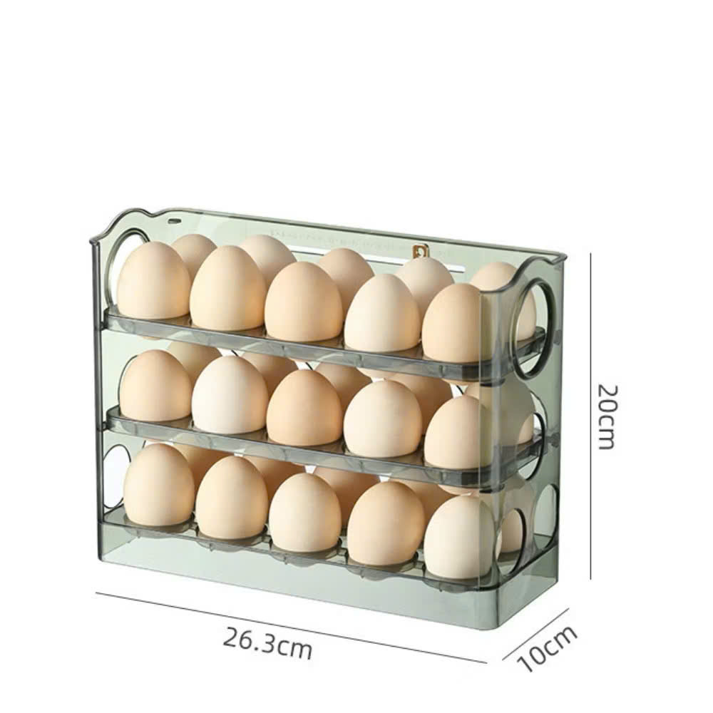 Khay Đựng Trứng 3 Tầng Thông Minh Chứa Hộp Đựng Trứng 30 Quả, Nhựa PET An Toàn - Hàng Chính Hãng MINIIN