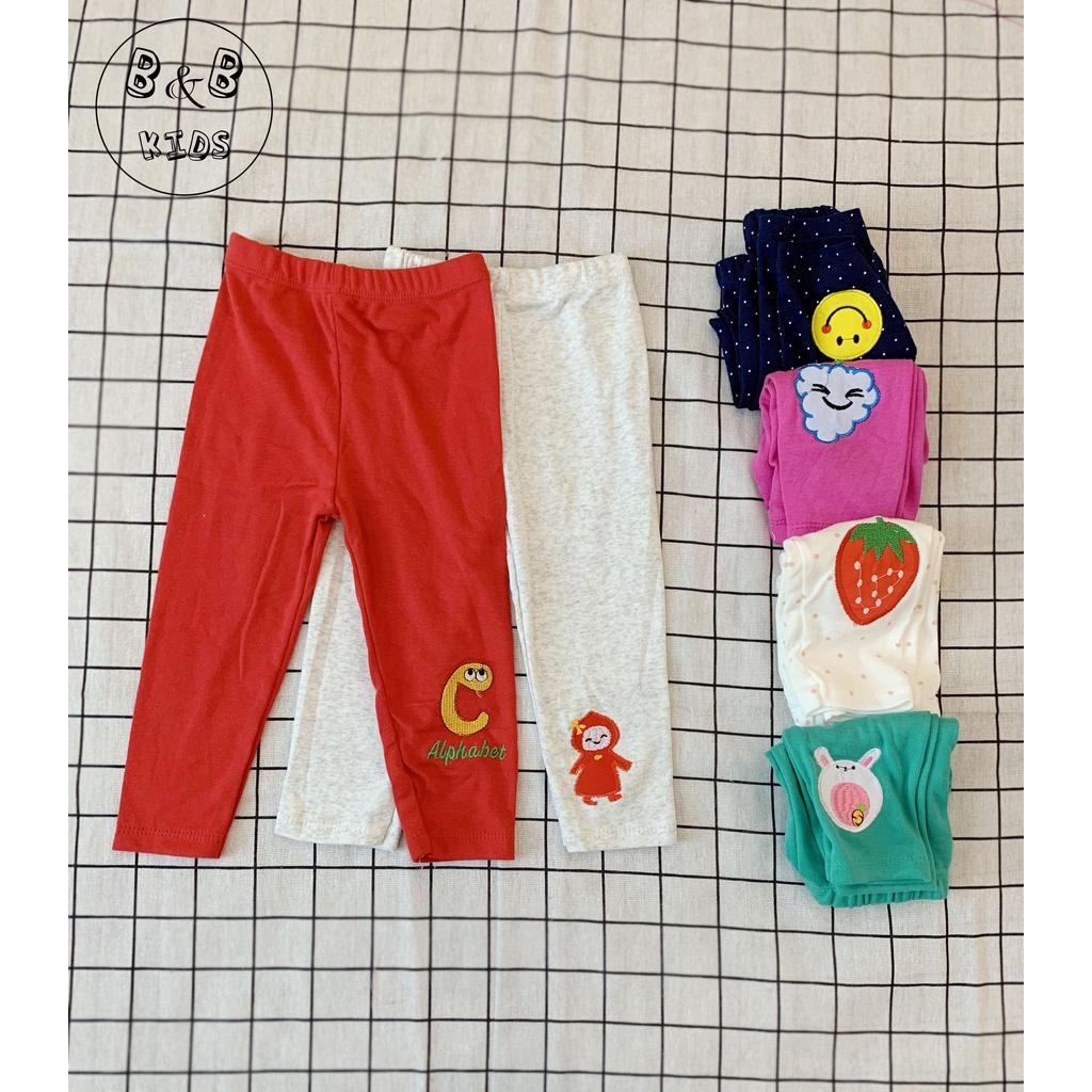 Quần legging bé gái chất liệu cotton co dãn đủ màu sắc họa tiết dễ thương cho bé ngày năng động