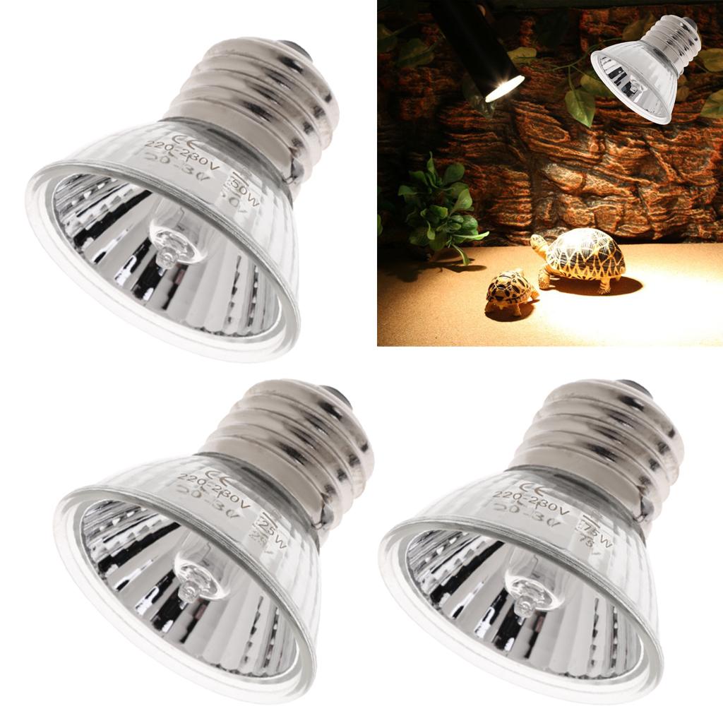 E27 220-230V Reptile Basking Lamp UVA UVB Halogen Bulb Emitter Light 25/50/75W