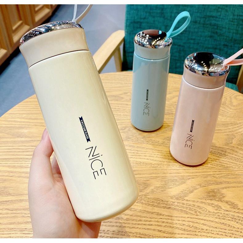Bình đựng nước Nice bọc nhựa giữ nhiệt nhẹ 400ml, nhỏ gọn và xinh xắn đảm bảo an toàn sức khỏe - Yumeshop94