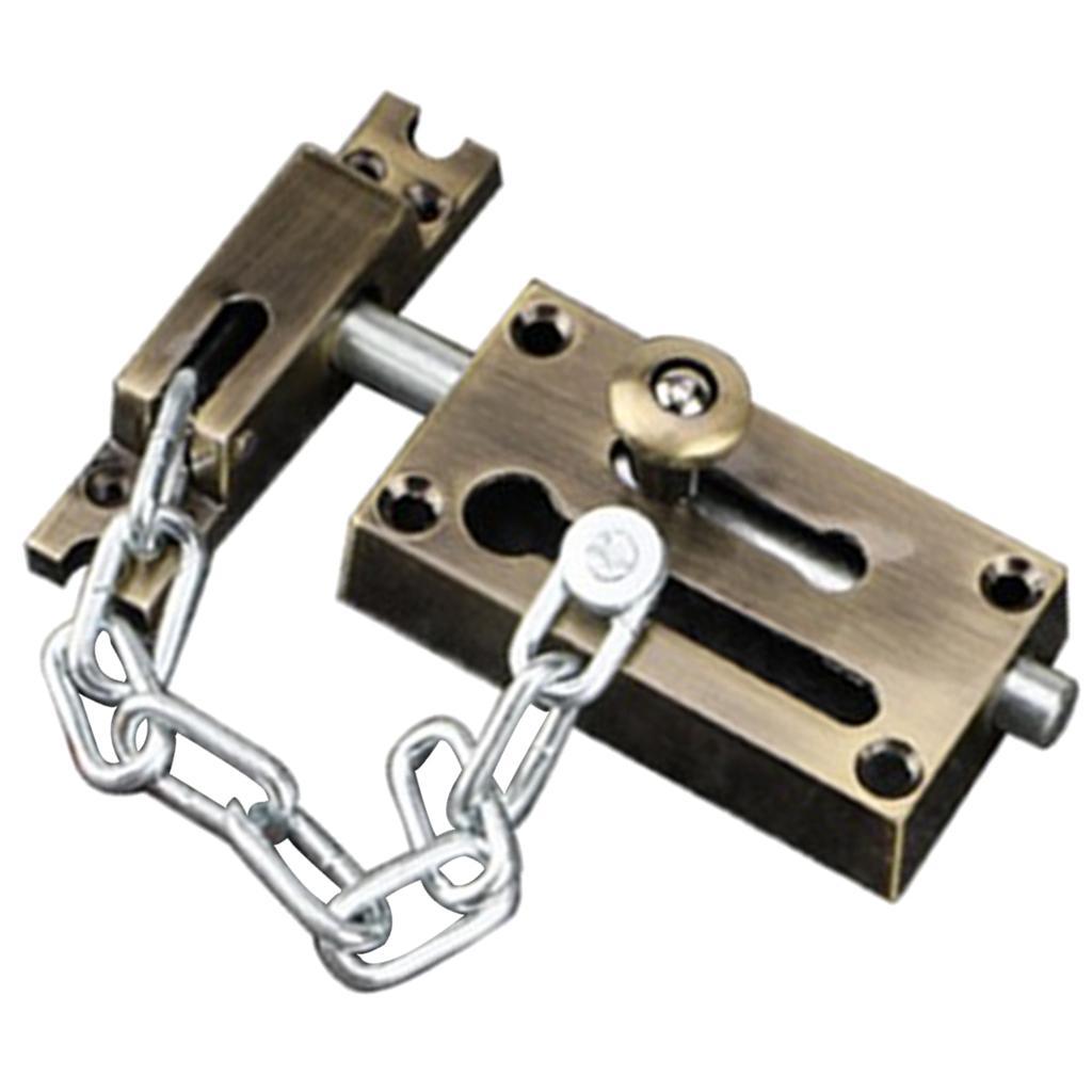 Door Lock Security Sliding Door Latch Chain Lock Fastener Latch, Bronze