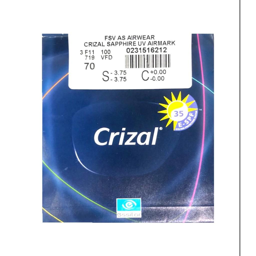 Tròng kính ESSILOR 1.56, 1.60 và 1.67 CRIZAL SAPPHIRE UV chính hãng Pháp