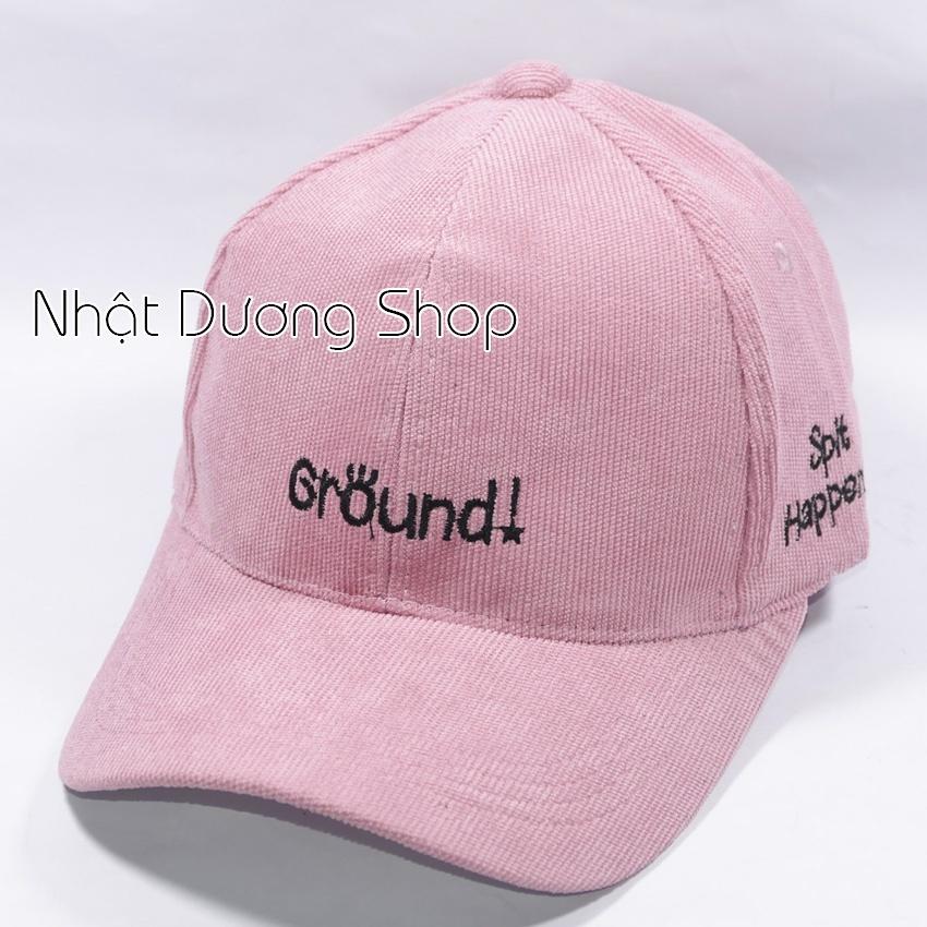 Mũ lưỡi trai ️ Nón kết thêu hình chữ Ground chất liệu nhung tăm cao cấp form unisex nam nữ