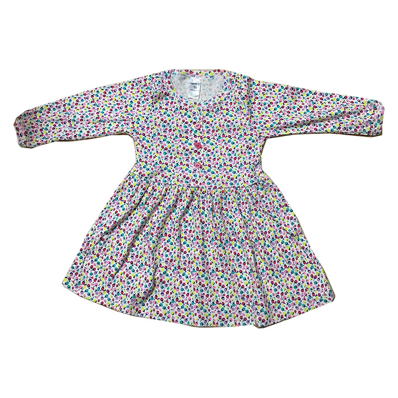 Váy đầm dài tay cho bé gái size 1-7 chất cotton (Giao màu ngẫu nhiên)