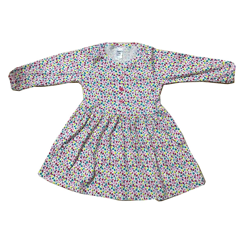 Hình ảnh Váy đầm dài tay cho bé gái size 1-7 chất cotton (Giao màu ngẫu nhiên) 