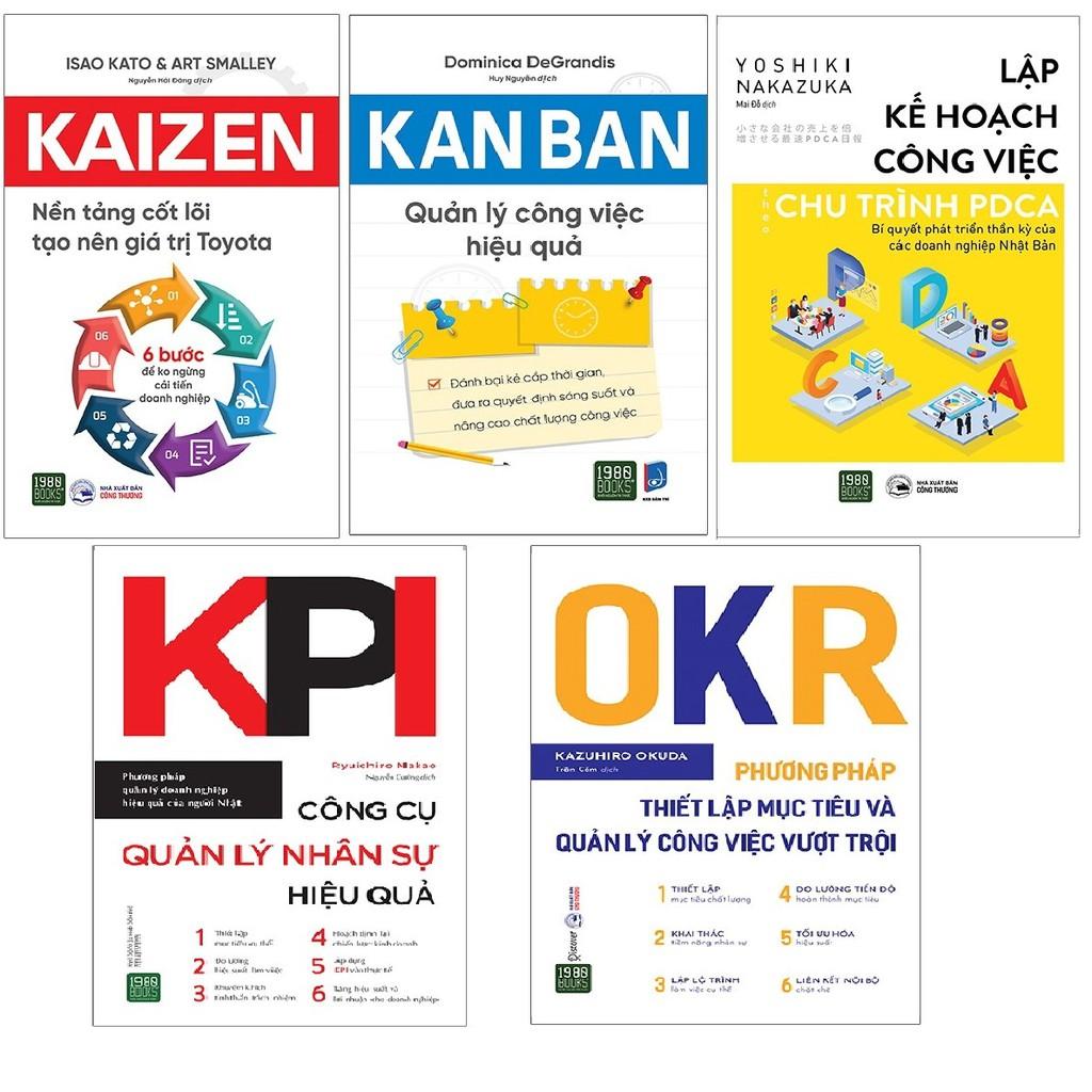 Combo 5 Cuốn Sách PDCA +OKR + KANBAN + KPI + Kaizen