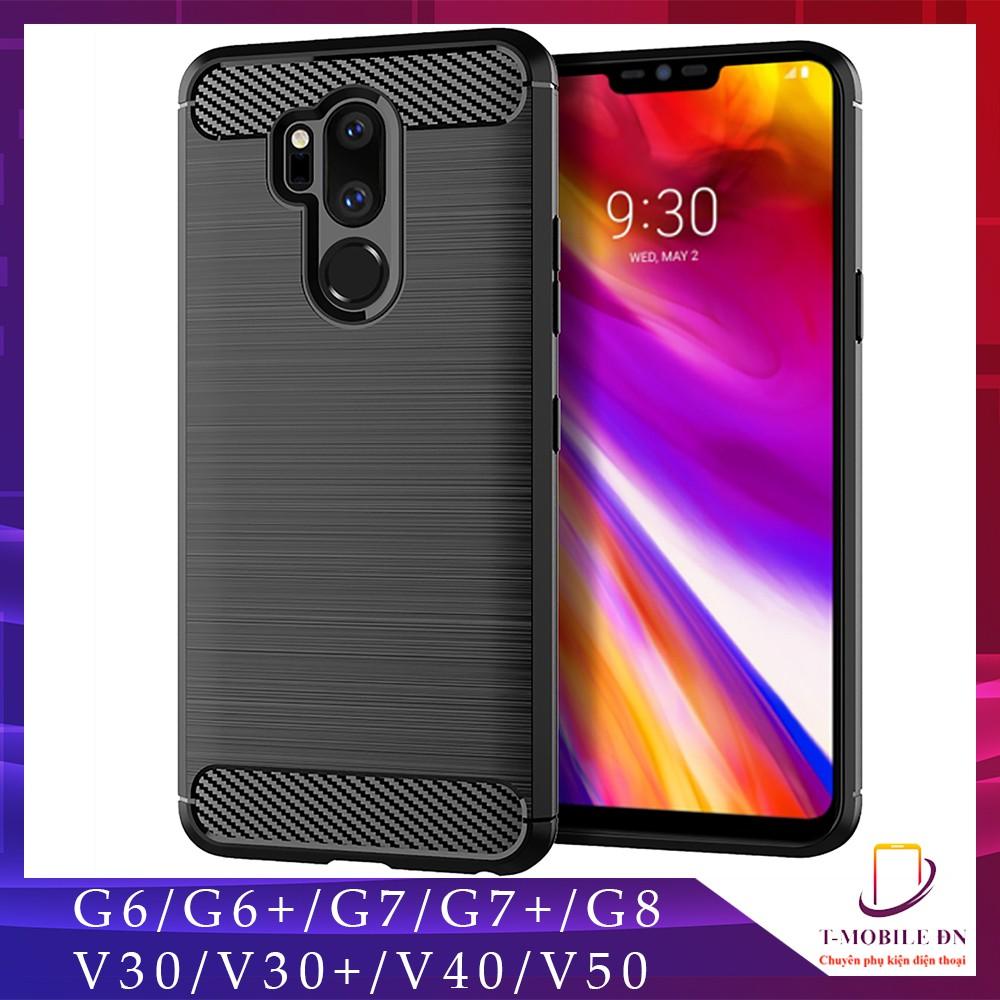 Ốp lưng cho LG G6 G7 G8 G8S V30 V40 V50 V60 dẻo Carbon phay xước chống sốc