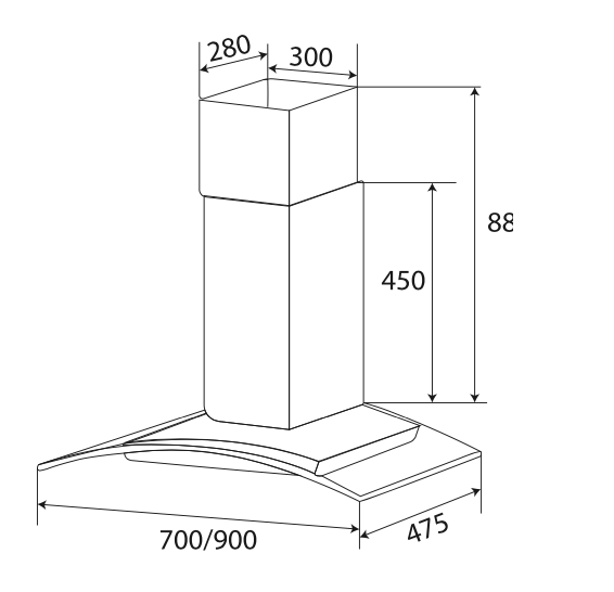 Máy Hút Mùi Kính Cong KAFF KF-GB705 (KF-GB905) - Hàng Chính Hãng