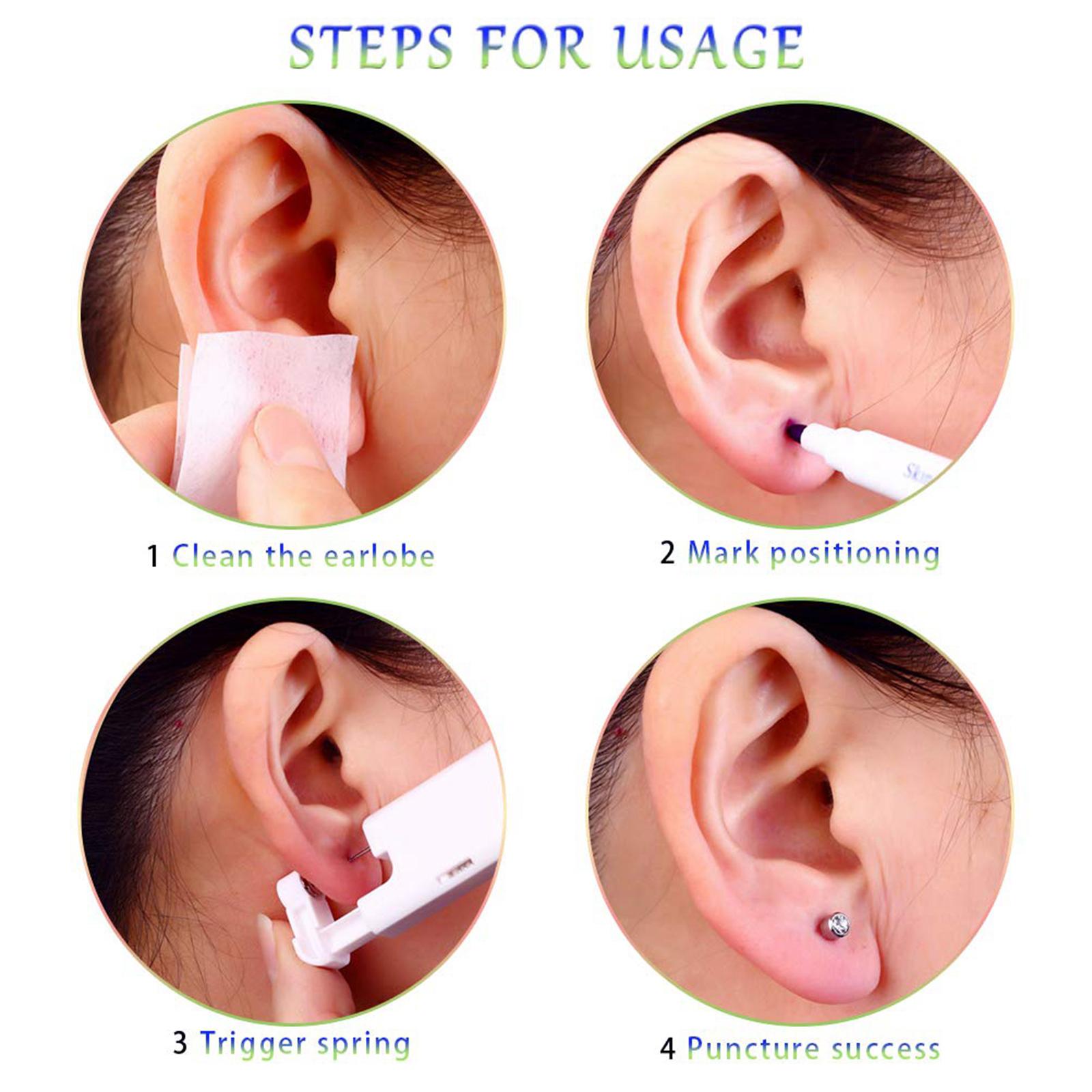 Self Nose Piercing Gun Earring Ear Stud Gun Kit Sterile NoPain Tool