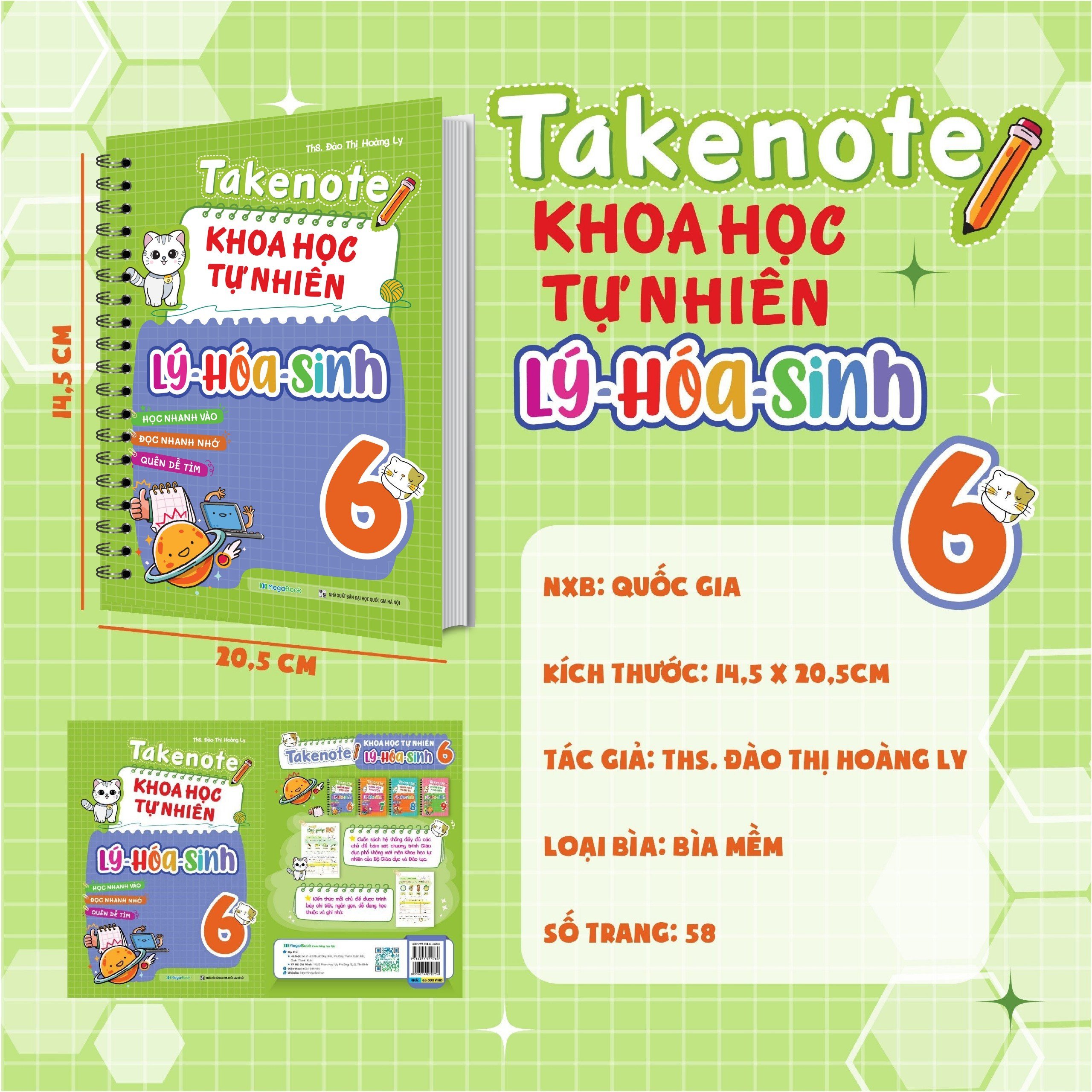 Sách Takenote Khoa học tự nhiên Lý - Hóa - Sinh Lớp 6
