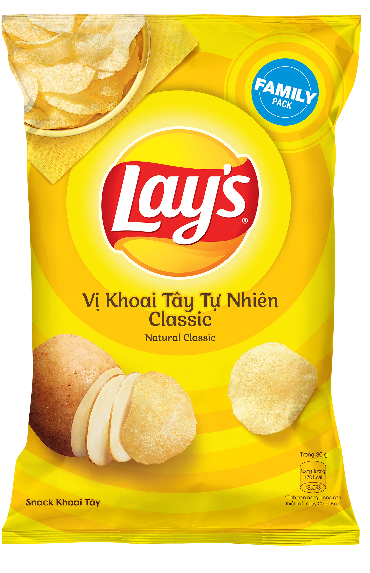 Combo 5 Bánh Snack Khoai Tây Lay's vị Khoai Tây Tự Nhiên 150g Cho Cả Nhà - Family Pack Siêu Tiết Kiệm