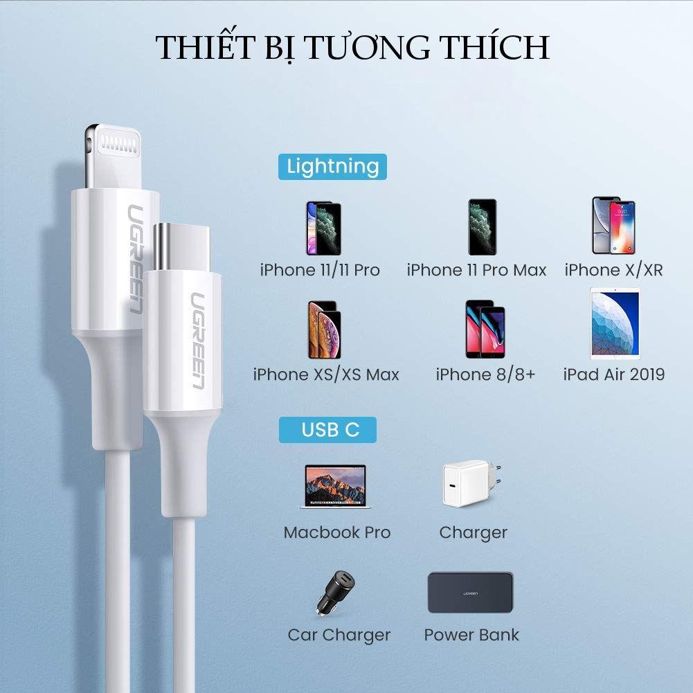 Cáp sạc và truyền dữ liệu, dài từ 0.25-3m UGREEN US171 USB-C sang liningg - Hàng chính hãng - Bảo hành 18 tháng 1 đổi 1