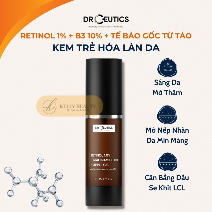 Kem Chống Lão Hóa DrCeutics Retinol + Niacinamide + Tế Bào Gốc Từ Táo - Mờ Nếp Nhăn; Sáng Da, Mờ Thâm Nám - Kelly Beauty