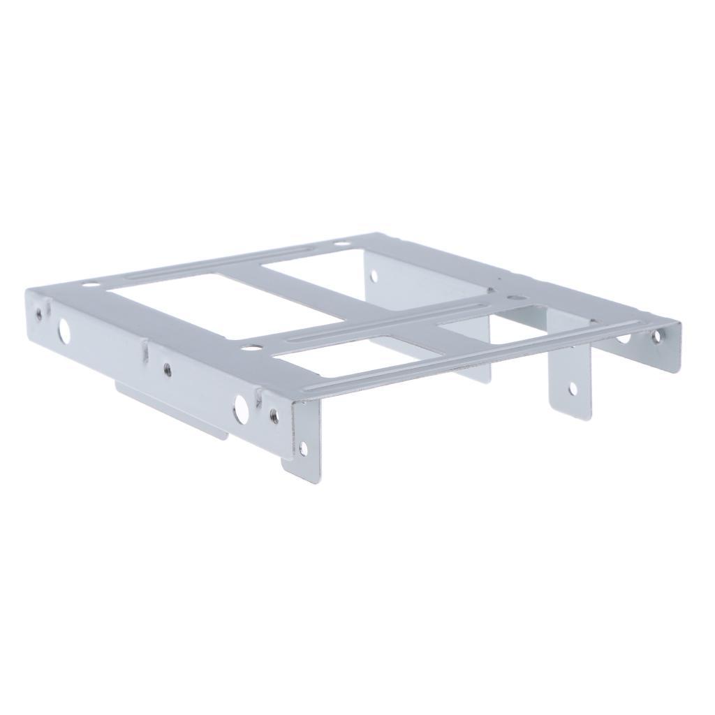 2Pcs 2.5" to 3.5" SSD Adapter Dual HDD SSD,Mounting Bracket Hard Drive White