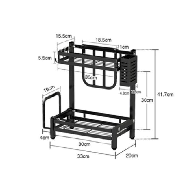 Kệ nhà bếp, kệ gia vị,kèm cắm dao thớt inox màu đen cao cấp