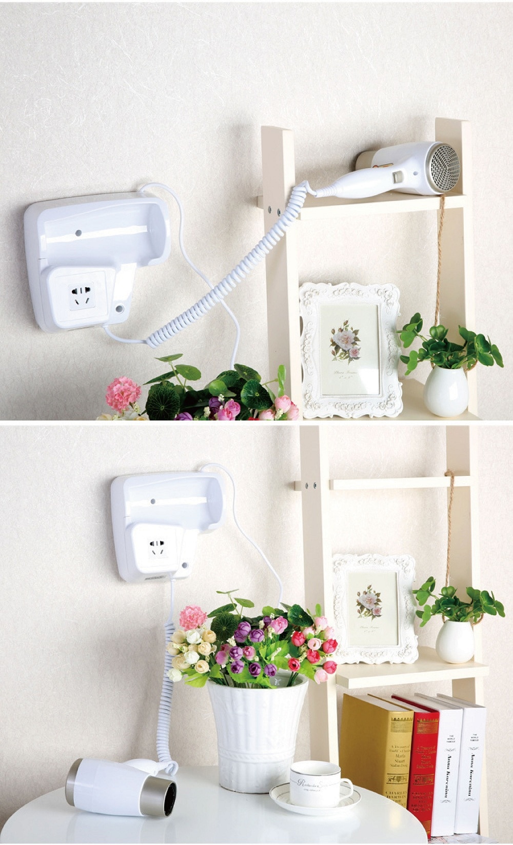 Máy sấy tóc treo tường gia đình khách sạn tích hợp ổ cắm điện Hotel Household Wall-Mounted Hair Dryer 1300W