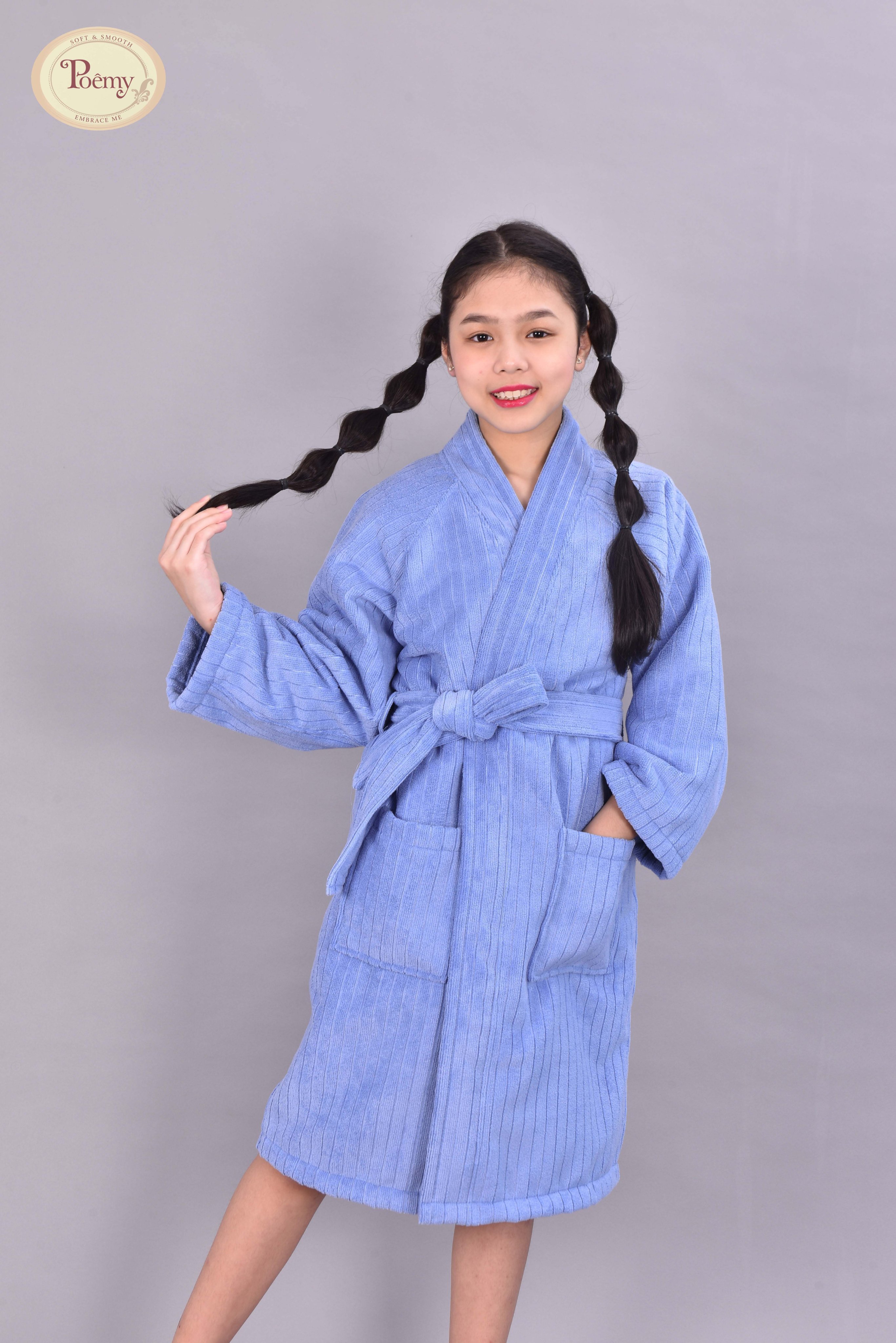 Áo choàng tắm cỡ Trung POÊMY SỌC GÂN