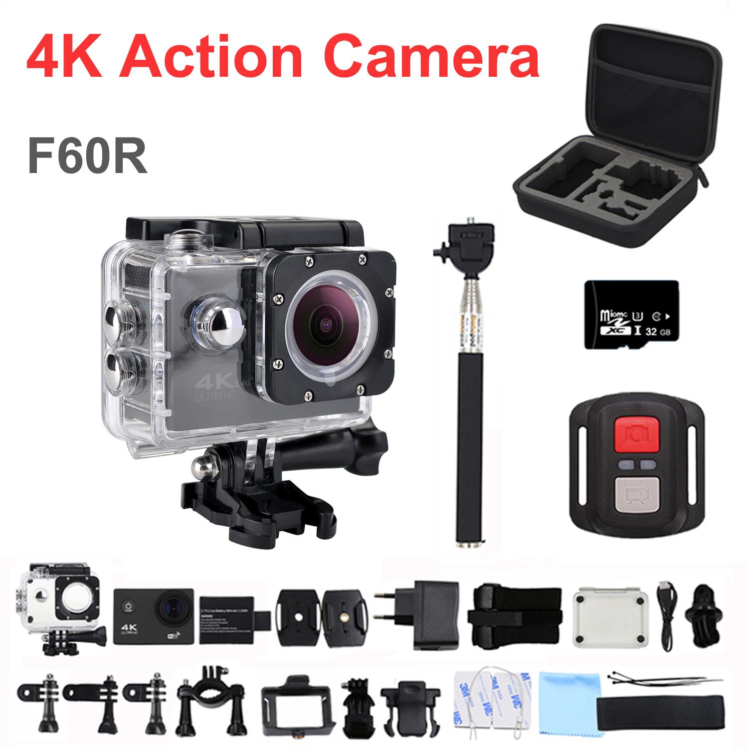 Camera hành động 4K Ultra HD Camcorder với điều khiển từ xa 16MP Deportiva 2 inch Trò chơi thể thao chống nước 1080p Máy ảnh mini