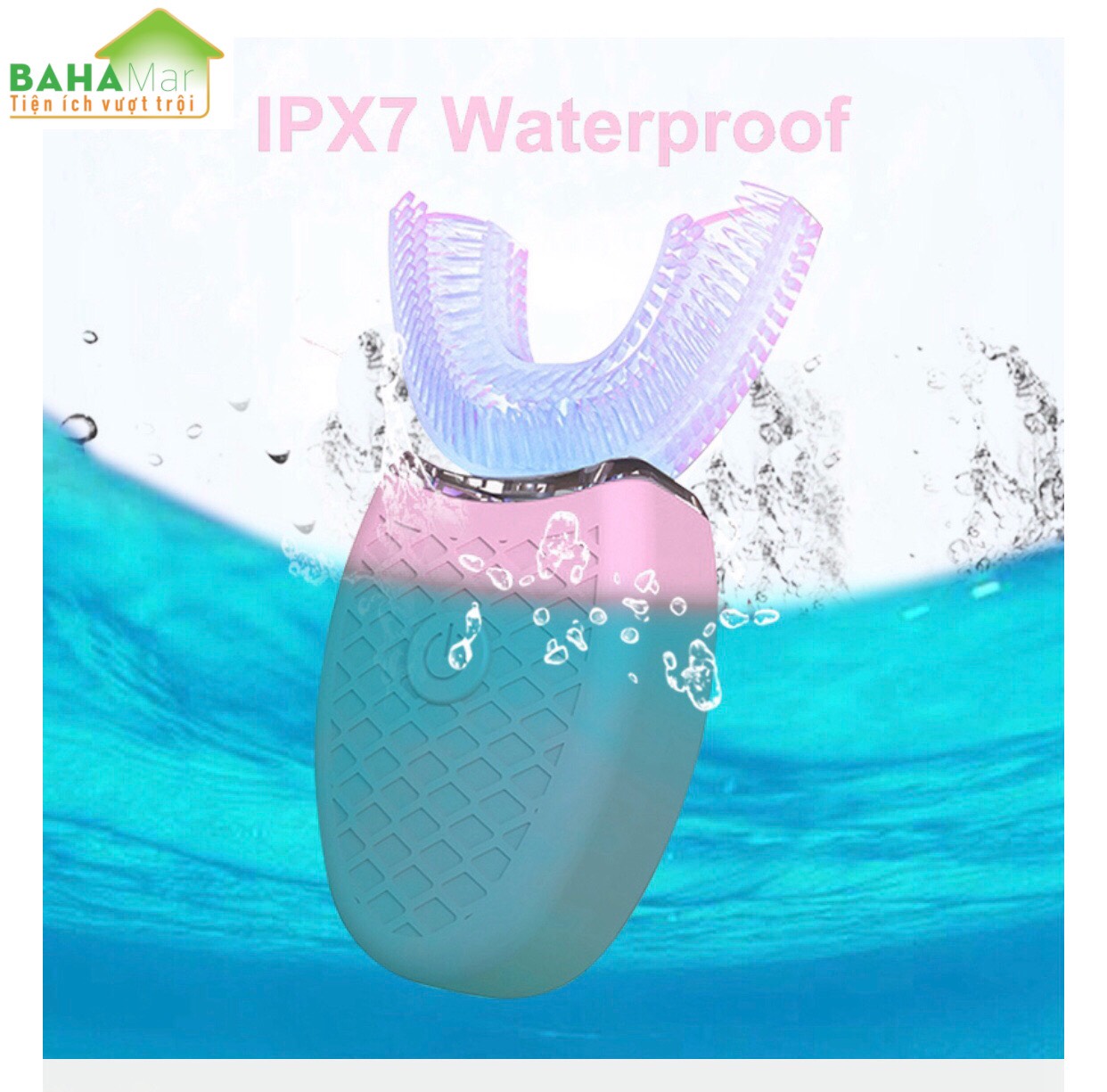 BÀN CHẢI ĐÁNH RĂNG ĐIỆN TỰ ĐỘNG CHỮ U 360 ĐỘ CÓ ÁNH SÁNG XANH KHỬ TRÙNG BAHAMAR làm cho việc đánh răng trở nên dễ dàng và sạch sẽ toàn bộ mặt trước