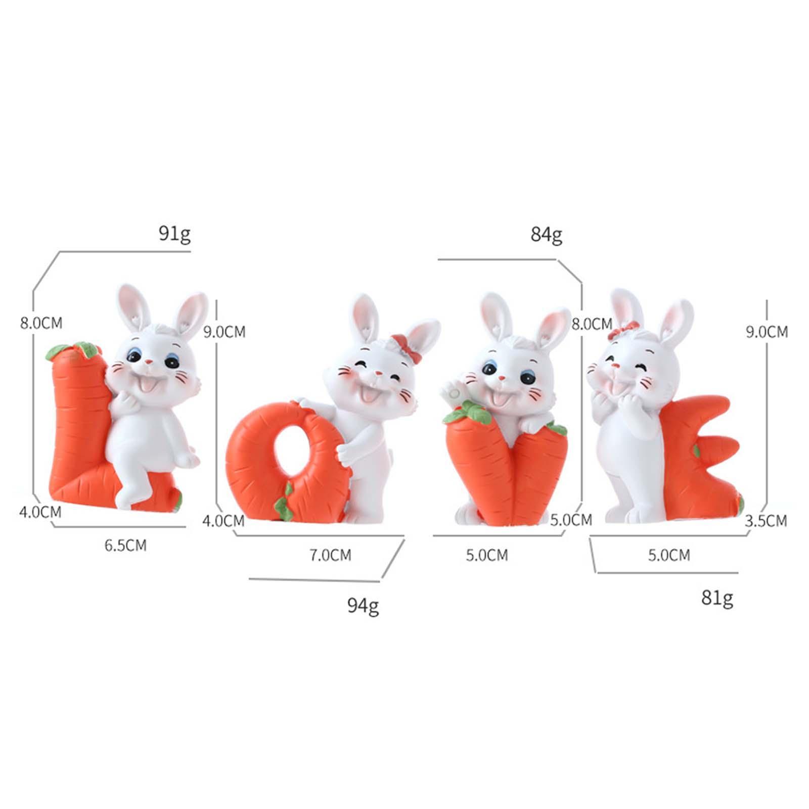 Carrot Bunny Figurines Sculptures Rabbit Statue for Desktio Collectible