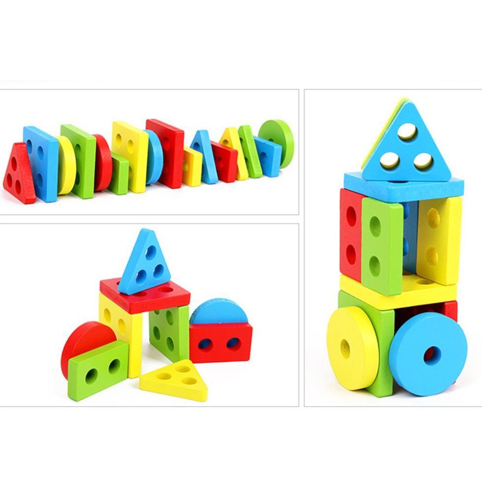 Đồ chơi gỗ THẢ HÌNH KHỐI 4 TRỤ VUÔNG cho bé