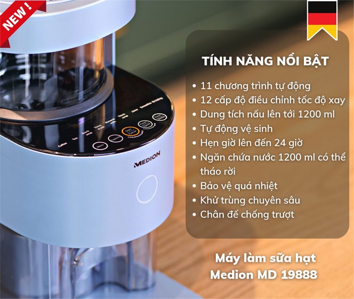 Máy Làm Sữa Hạt Medion MD 19888, Hàng Chính Hãng