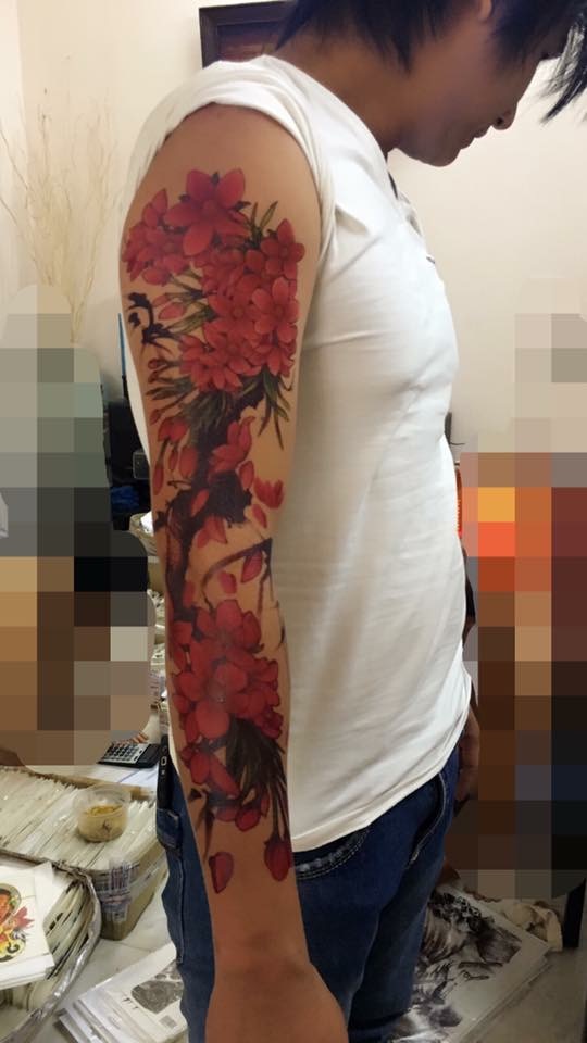 Hình xăm dán kín tay cao cấp màu 17x48cm