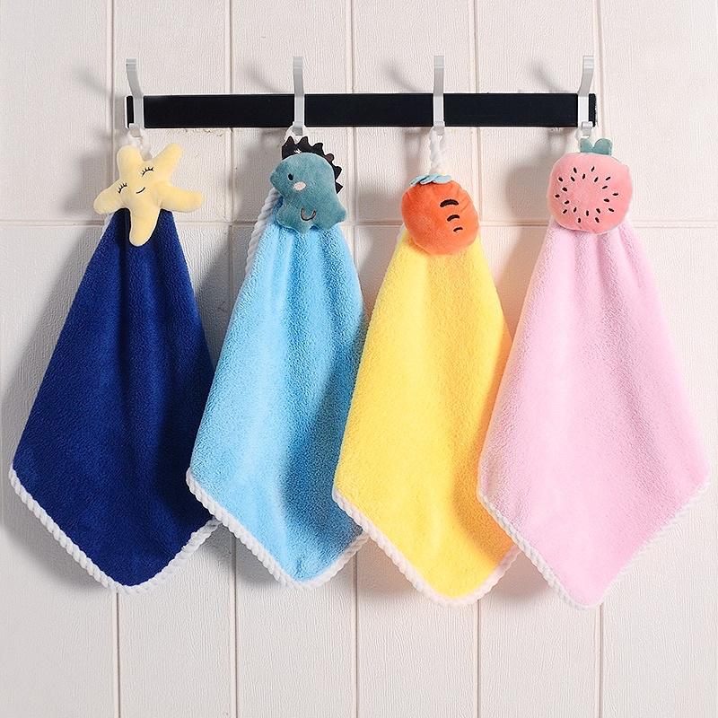 Khăn lau tay treo tường nhà bếp nhà tắm hình trái cây và hình thú dễ thương chất vải mềm mịn thấm hút tốt có quai treo