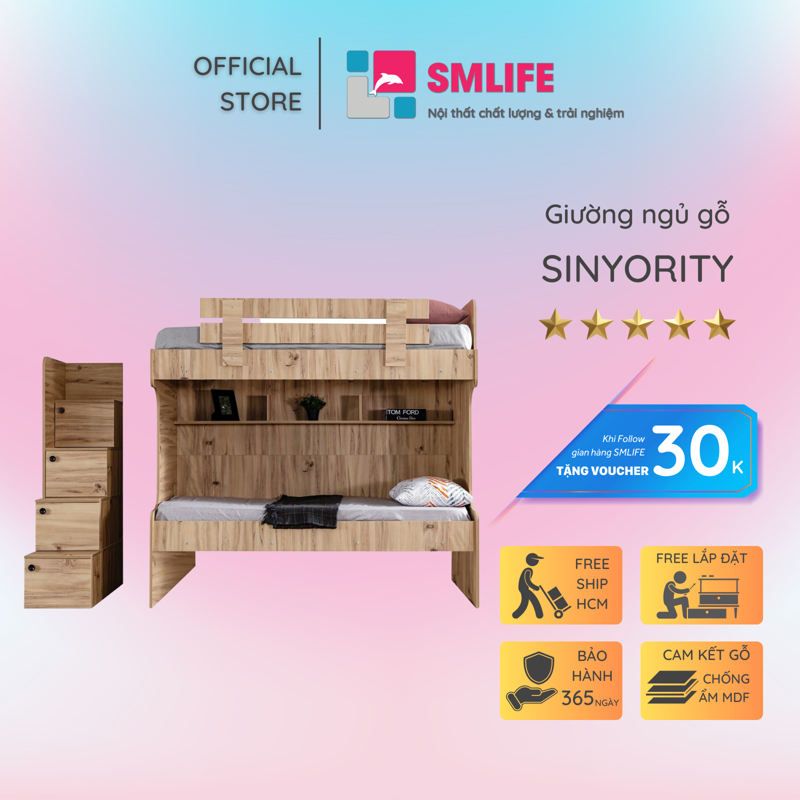 Giường tầng cho bé thiết kế linh hoạt SMLIFE Sinyority