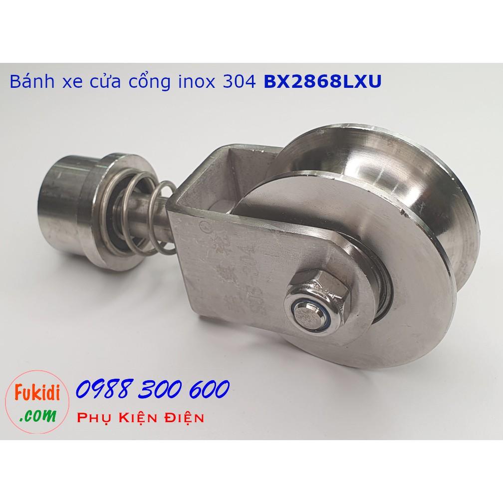 Bánh xe cửa cổng xoay 360 độ, inox 304 ray U size 28x68mm BX2868LXU