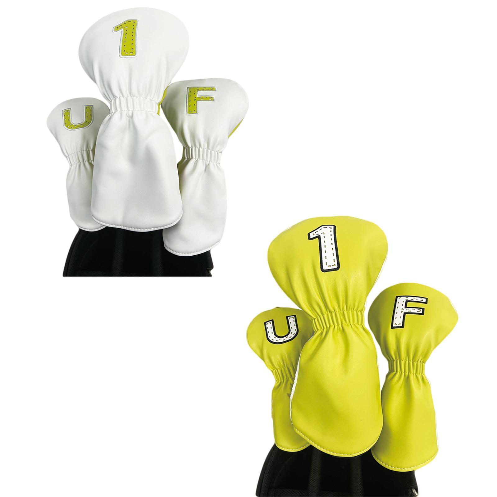 3Pcs PU Wood Golf Head Covers Men Women Universal Golf Club Head Covers