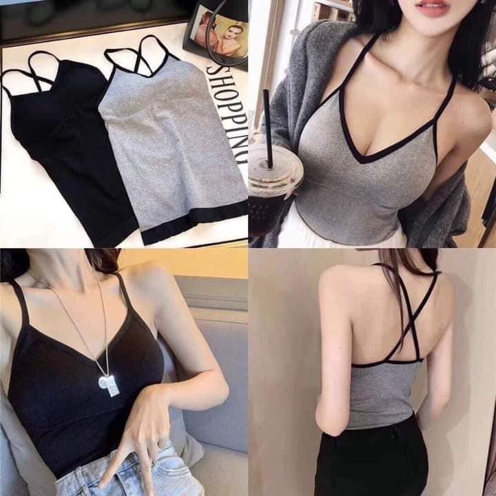 ÁO 2 DÂY MỘT MÀU CÓ ĐỆM NGỰC SIÊU ĐẸP 8823