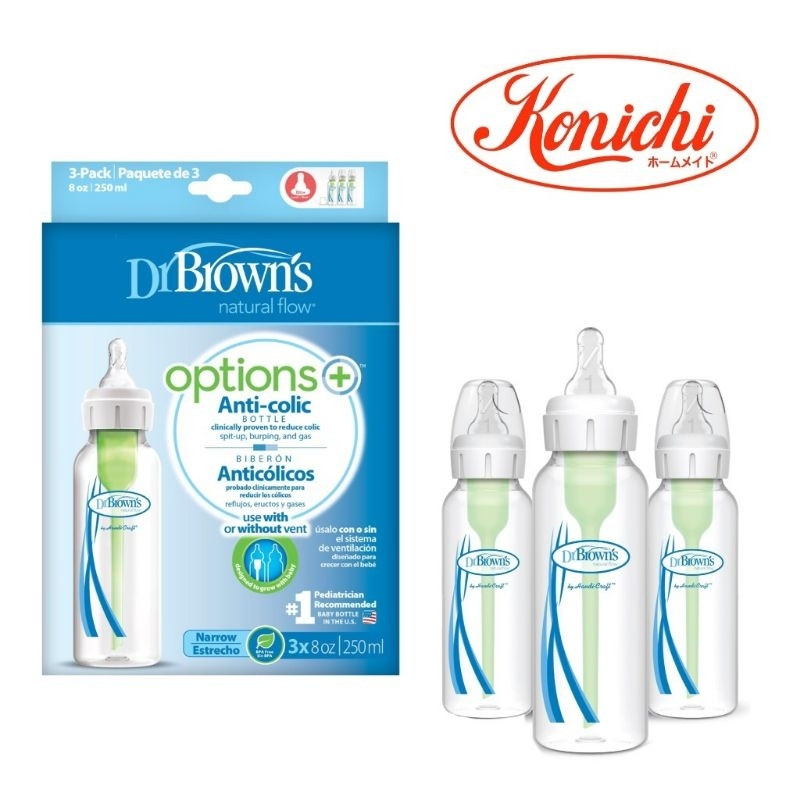 Combo 3 Bình sữa Dr.Brown's cổ thường tùy chọn 250ml nhựa PP