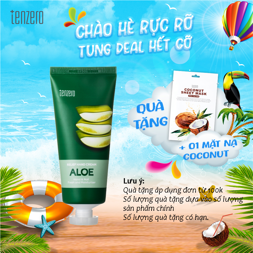 Kem Dưỡng Da Tay Và Móng Làm Mềm Da, Sáng Da Lô Hội Tenzero Relief Hand Cream Aloe 100ml