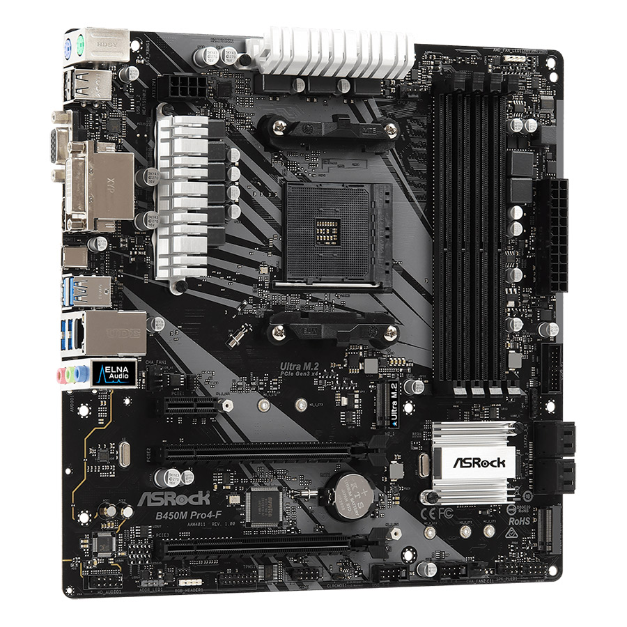 Bo Mạch Chủ Mainboard ASRock B450M Pro4-F Socket AM4 - Hàng Chính Hãng