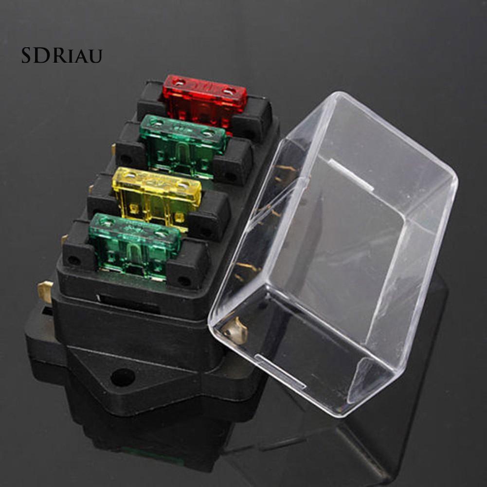 12V/24V Car Vehicle Van Circuit Standard ATO 4 Blade Fuse Box Block Holder+Fuse