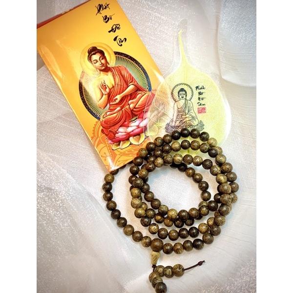 Vòng tay trầm hương phong thuỷ may mắn bình an| tặng lá bồ đề đón tài lộc| size 6li
