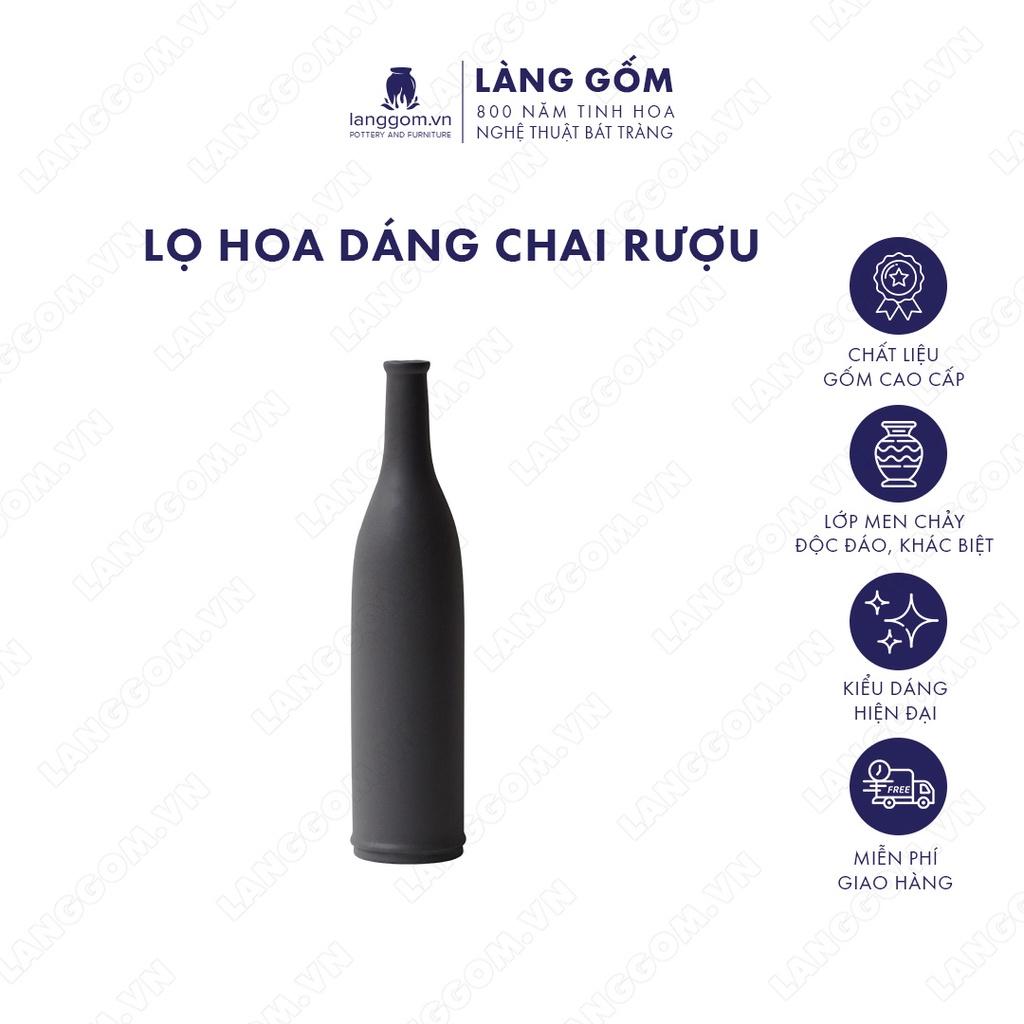 Bình hoa, lọ hoa Gốm sứ Bát Tràng cao cấp  dáng chai rượu dùng làm quà tặng, trang trí - Làng Gốm Bát Tràng