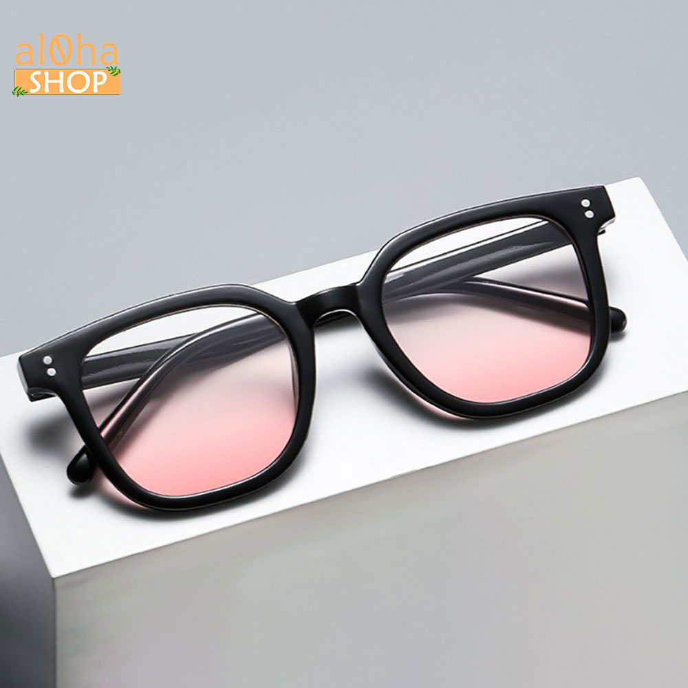Mắt kính K0209 má hồng thời trang chống bụi gọng nhựa vuông tròn unisex nam nữ - al0ha Shop